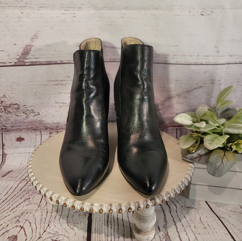 Steven by Steve Madden Maliik Black Leather Wedge Ankle Boots Size 8.5M